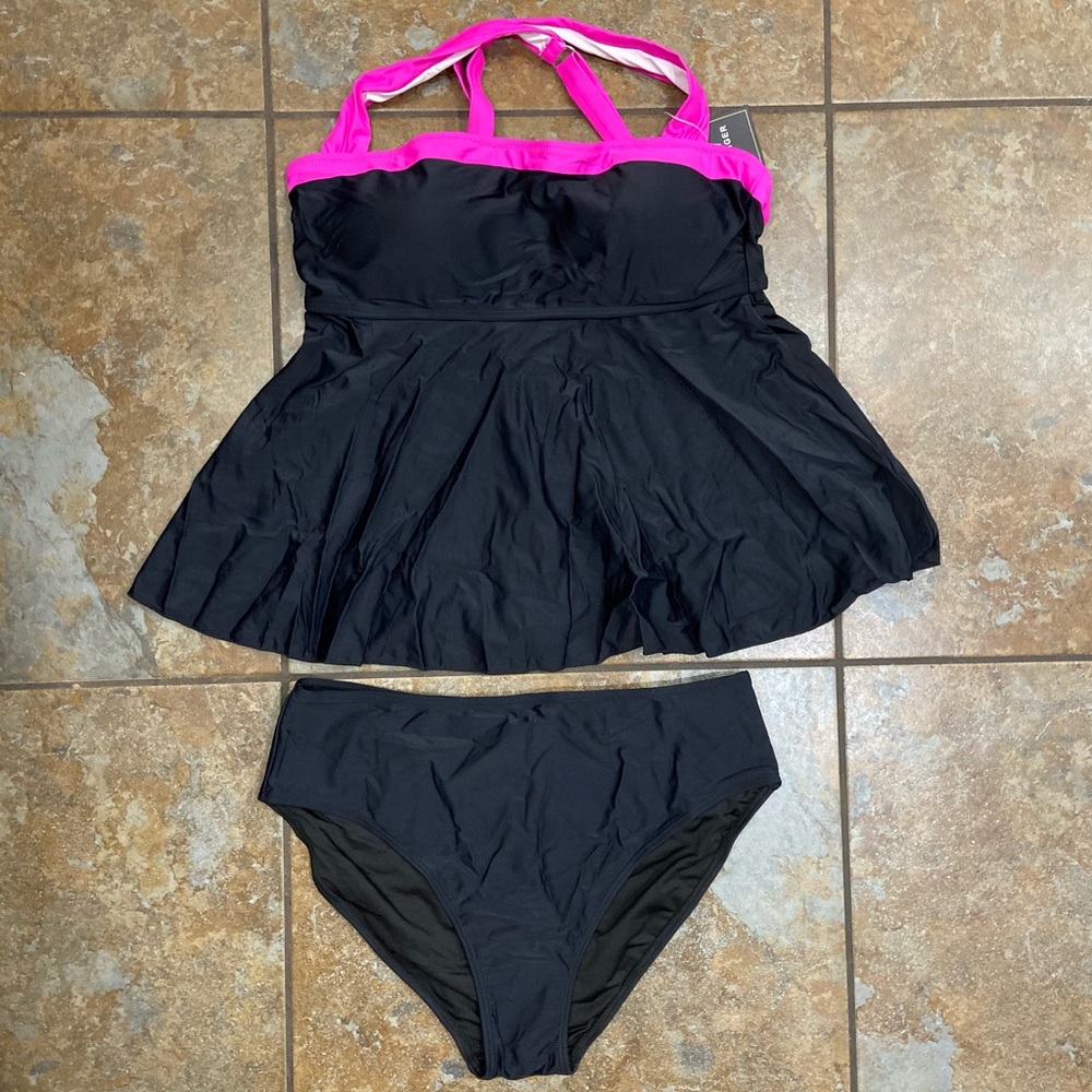 Black and Pink Women's Swim Takini - Picture 3 of 9